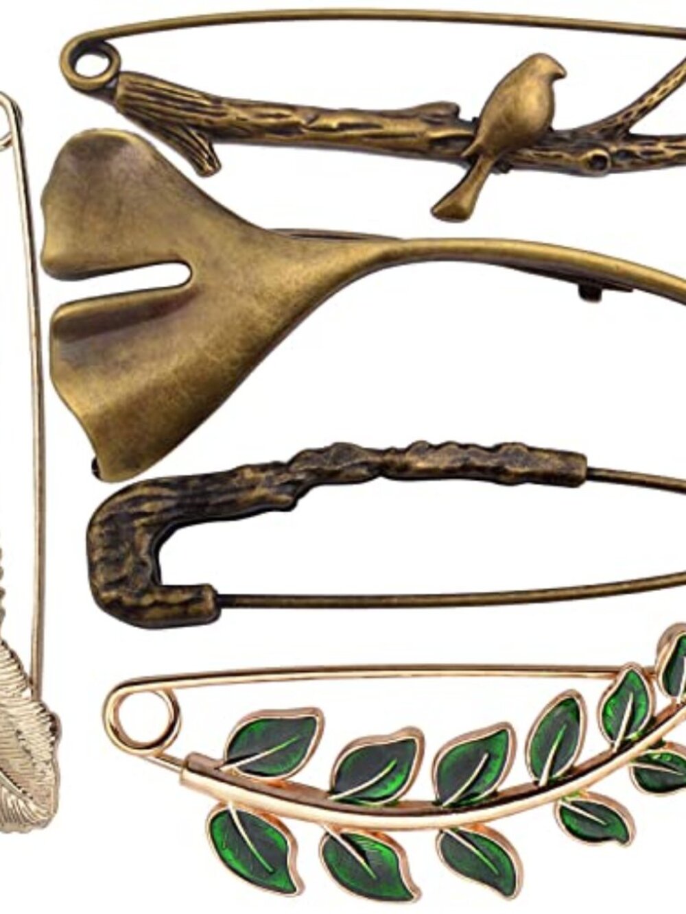 5pcs 5 Styles Extra Large Safety Pins Vintage Alloy Brooches Safety Pins Heavy